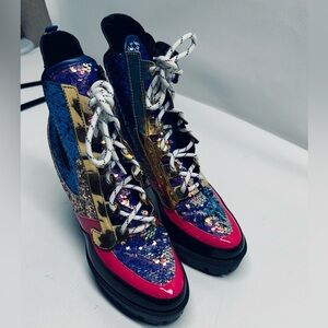 CAPPE ROBBIN SEQUINS ANKLE BOOTS SIZE 11
